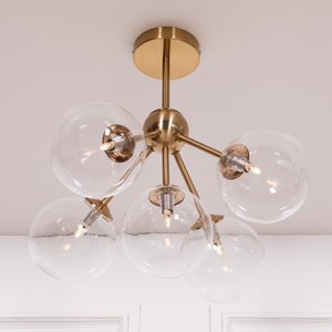 View Sputnik glass ceiling light - gold satin - 5 arm ball