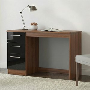 View Knightsbridge desk - 3 drawer - black gloss and walnut
