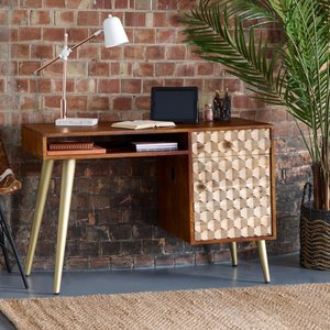 View Edison desk - 1 door 1 drawer - geometric - mango wood