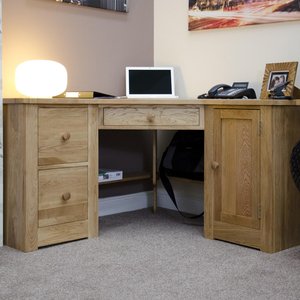 View Torino computer desk - corner - oak