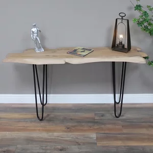 View Office desk - live edge - hairpin leg - natural and black - acacia wood and metal