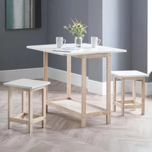View Bergen bar set - 2 stool - white and natural - wood View Bergen bar set - 2 stool - white and natural - wood