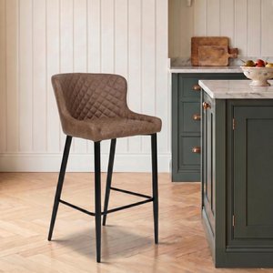 View Charlie barstool with back - set of 2 - brown faux leather