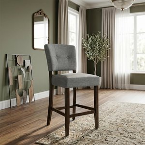 View Oakridge counter stool - set of 2 - grey fabric - dark oak