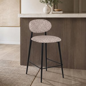 View Dantes counter stool - curved back - natural geo and black - fabric and metal