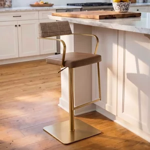 View Tempo barstools - set of 2 - adjustable height - mocha and gold - fabric and metal