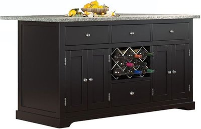 View Black kitchen island - grey granite top