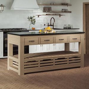 View Oak kitchen island - 4 drawer - black granite top