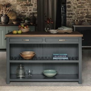 View Walcote kitchen island forest green wood View Walcote kitchen island forest green wood