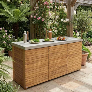 View New bali outdoor kitchen storage unit - triple - concrete top