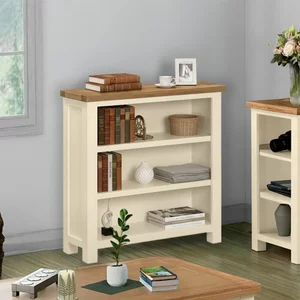 View Lundy bookcase - low - ivory painted
