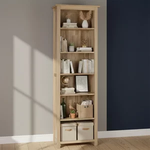 View Nimbus bookcase - narrow tall - oak