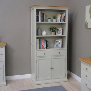 View Cotswold large bookcase - with cupboard - oak and painted