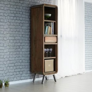 View Aspen bookcase - 1 drawer - narrow - industrial - reclaimed wood