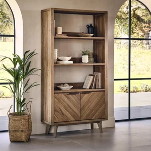 View Sorrento bookcase - 2 door - chevron - elm wood