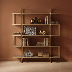 View Horizon bookcase - maze - black glass with gold metal