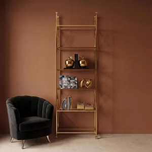 View Horizon open shelving unit - clear glass with gold metal