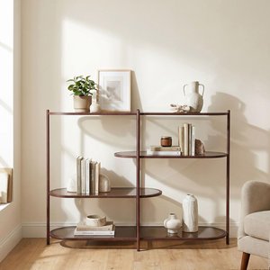 View Brix jill open shelving unit - low - burgundy - glass and metal
