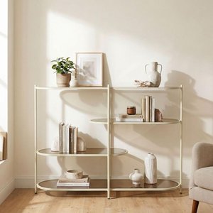 View Brix jill open shelving unit - low - off white - glass and metal