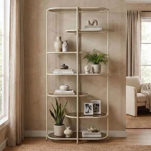 View Brix jill open shelving unit - tall - off white - glass and metal