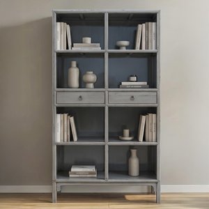 View Unique one of a kind - bookcase - 2 drawer - vintage grey - lacquered pine wood