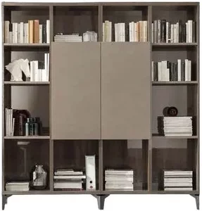 View Matera bookcase - 1/2 door - wood grain gloss