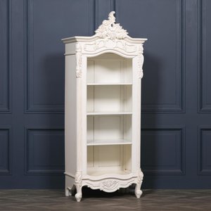 View French style bookcase - white mahogany - carved