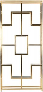 View Magnus black glass and gold open shelving unit
