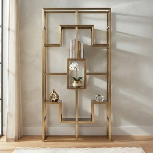 View Magnus open shelving unit - brushed gold - glass and metal