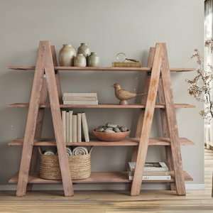 View Santander open shelving unit - a-frame - rustic natural - wooden