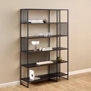View Strington wide bookcase - black marble effect