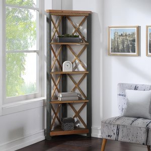 View Urban elegance reclaimed wood corner bookcase - large
