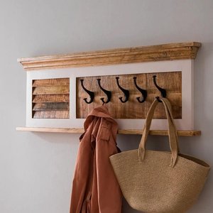 View Alfie coat hook hanger - wall mounted - white - mango wood