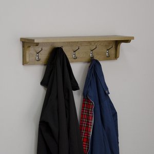 View Rustic oak coat rack holder - oak