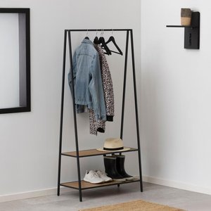 View Seaford clothes rack - oak and black metal