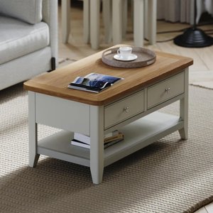 View Arden grey painted 2 drawer coffee table View Arden grey painted 2 drawer coffee table