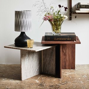 View Odta coffee table - low - wood & marble