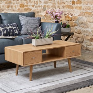 View Jenson oak coffee table - 2 drawer View Jenson oak coffee table - 2 drawer