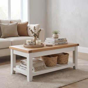 View Melbourne coffee table - 110cm - white and wood