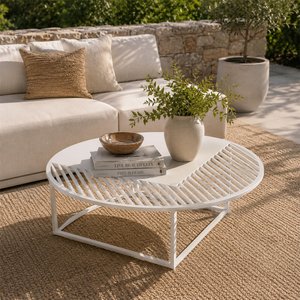 View Outdoor coffee table - round - white - metal View Outdoor coffee table - round - white - metal