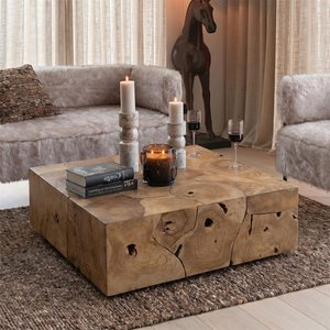 View Puzzle coffee table - square - large - natural - teak wood View Puzzle coffee table - square - large - natural - teak wood