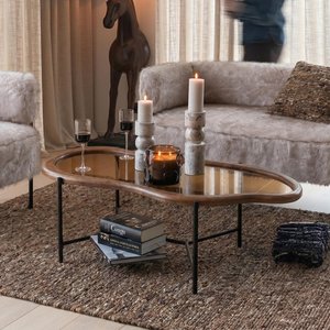 View Zir coffee table - abstract - brown and black - mirrored and metal