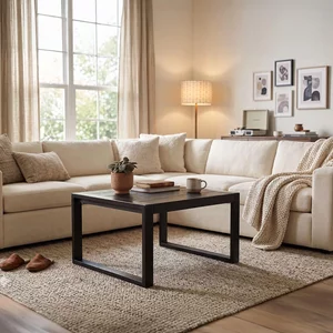 View Norris coffee table - square - charcoal - rustic mango wood View Norris coffee table - square - charcoal - rustic mango wood