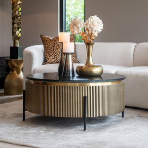 View Ironville brass ribbed round coffee table View Ironville brass ribbed round coffee table