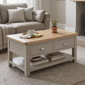 View Windermere painted storage coffee table - oyster grey