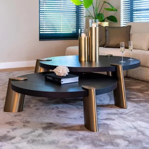 View Alexander jones coffee table - round - set of 2 - charcoal and brass View Alexander jones coffee table - round - set of 2 - charcoal and brass