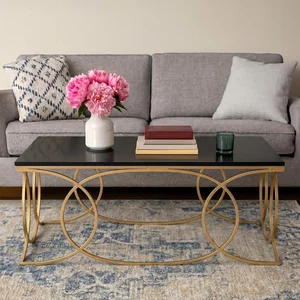 View Kia coffee table - black marble with gold metal
