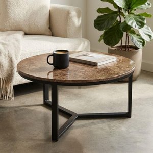 View Brix senna emperador coffee table - round - small - brown - marble and metal