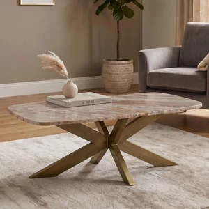 View Bottega coffee table - spider legs - blush beige - marble and metal