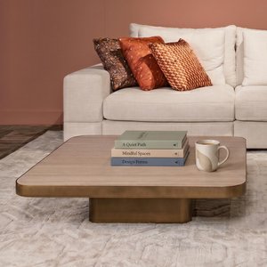 View Claridge coffee table - large - square - beige - brushed gold - ceramic top